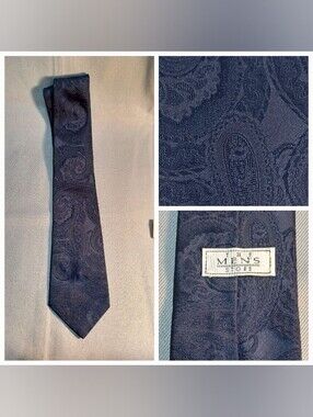 The Men's Store Dark Blue Paisley Polyester Tie